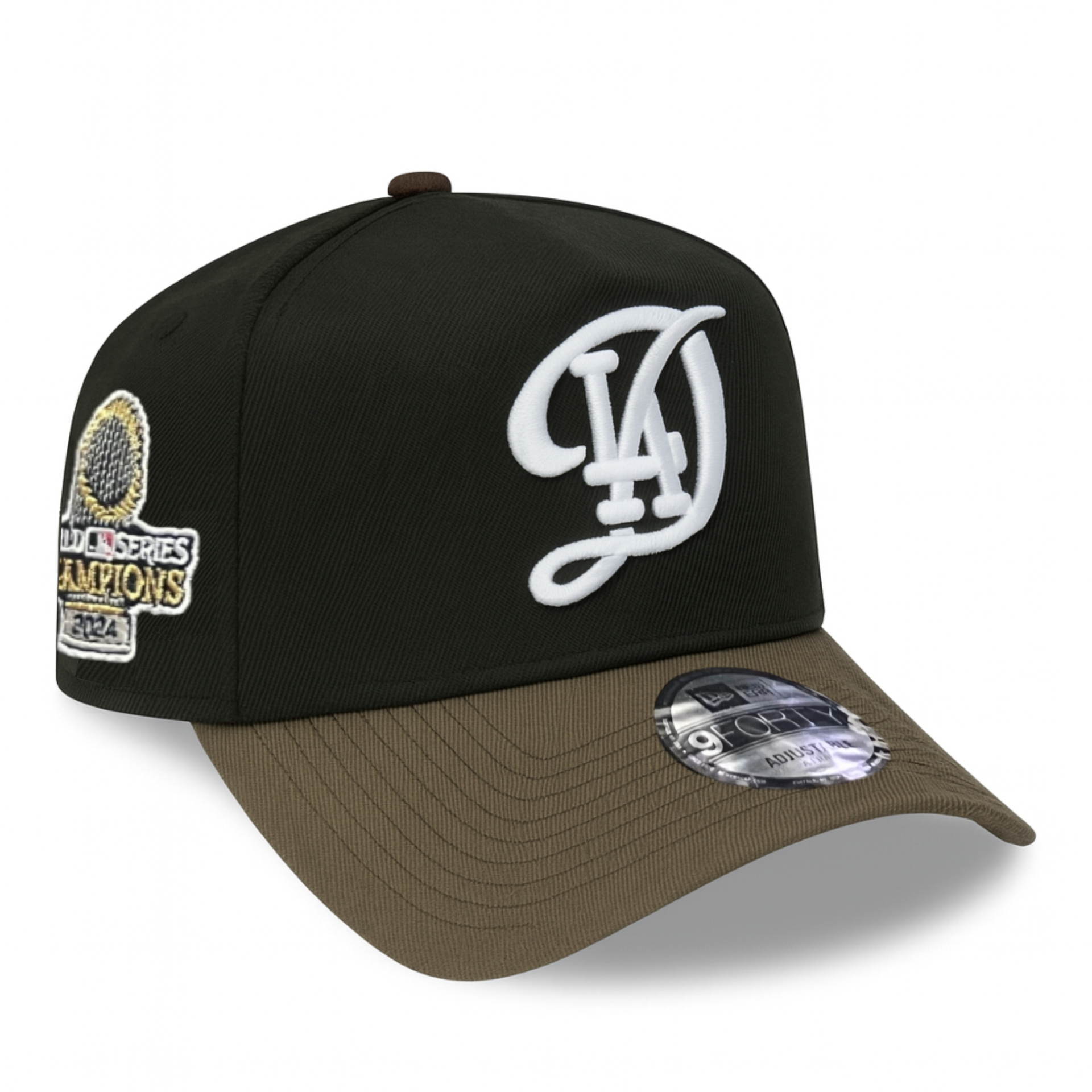 New Era Los Angeles Dodgers 2024 World Series Champ City Connect Black Walnut 9FORTY A-Frame Snapback Hat