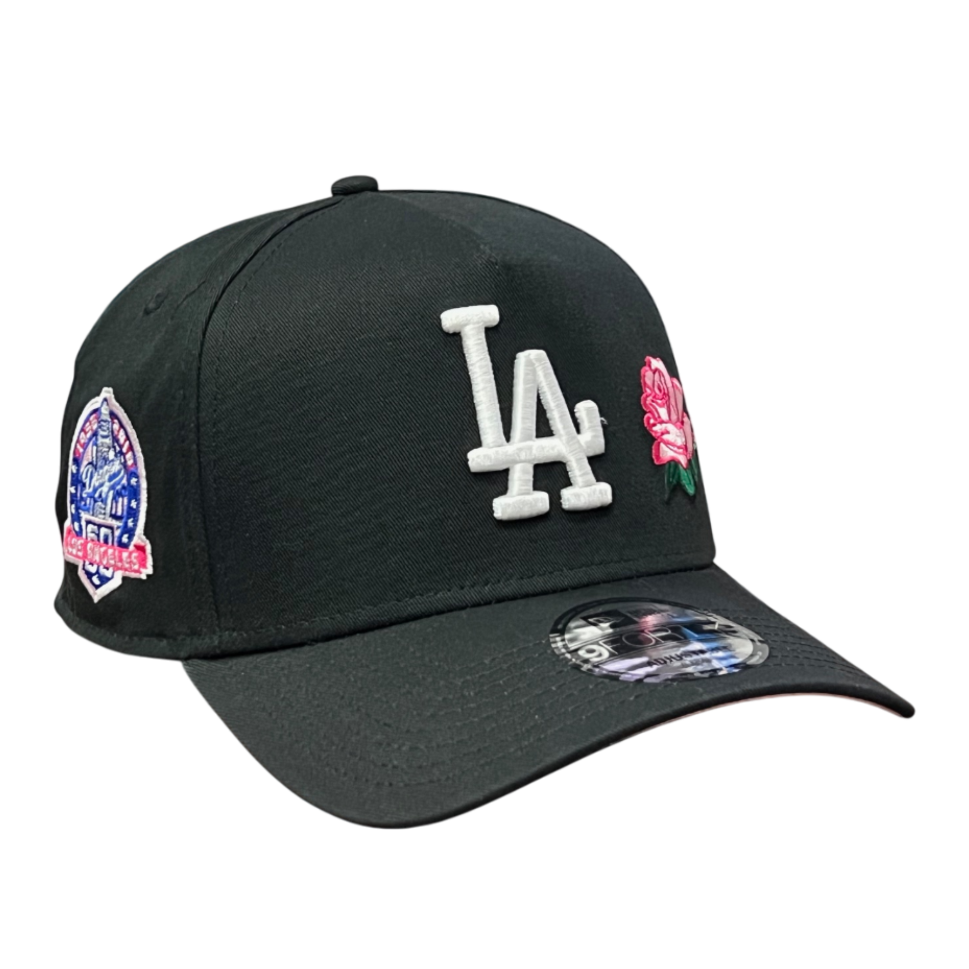 side patch of Los Angeles Dodgers 60th Rose 9FORTY A-Frame Snapback