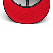 red under visor of New Era Los Angeles Dodgers Cherub Black 1988 World Series 9FIFTY Snapback Hat