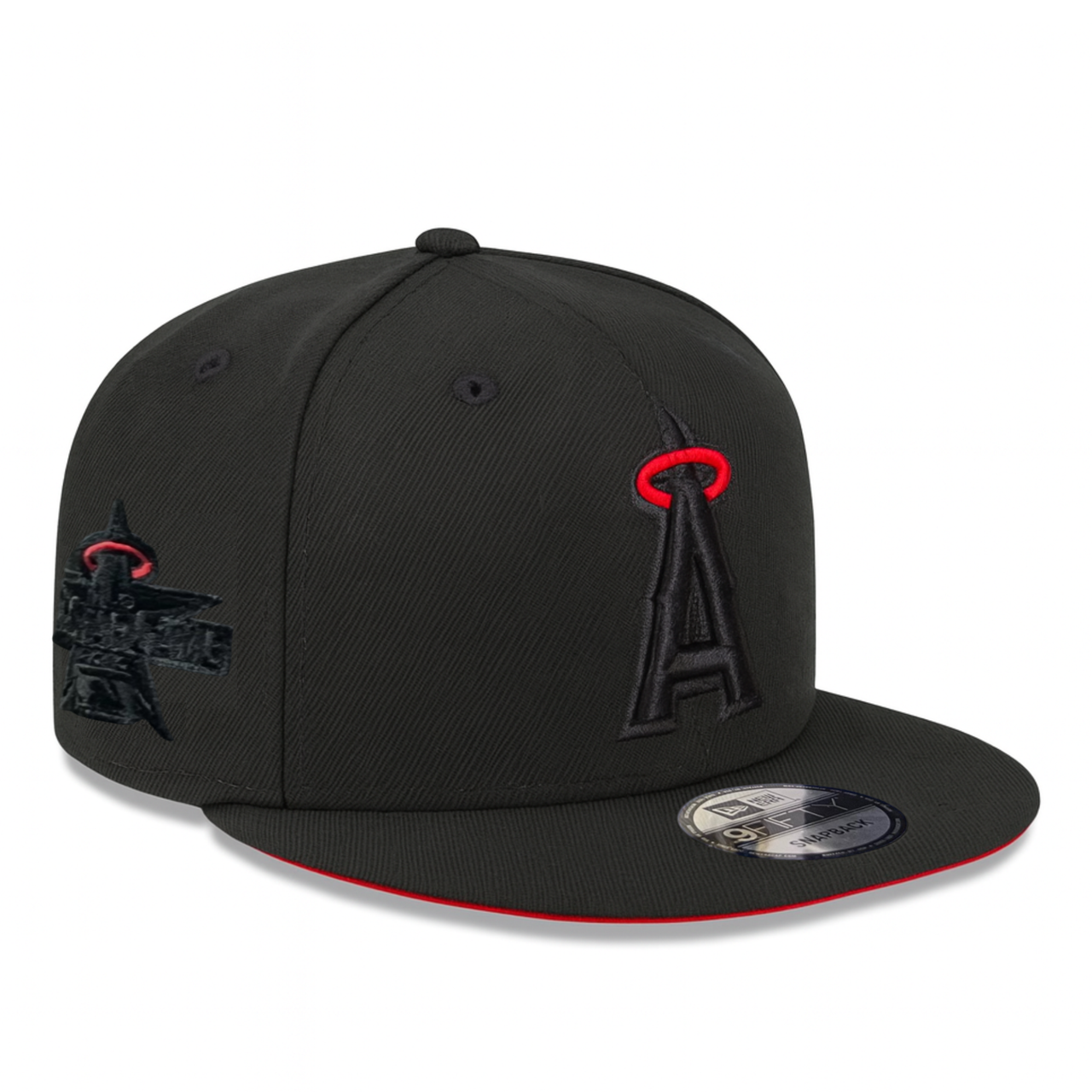 New Era Los Angeles Anaheim Angels Black Out Red Halo 9FIFTY Snapback Hat
