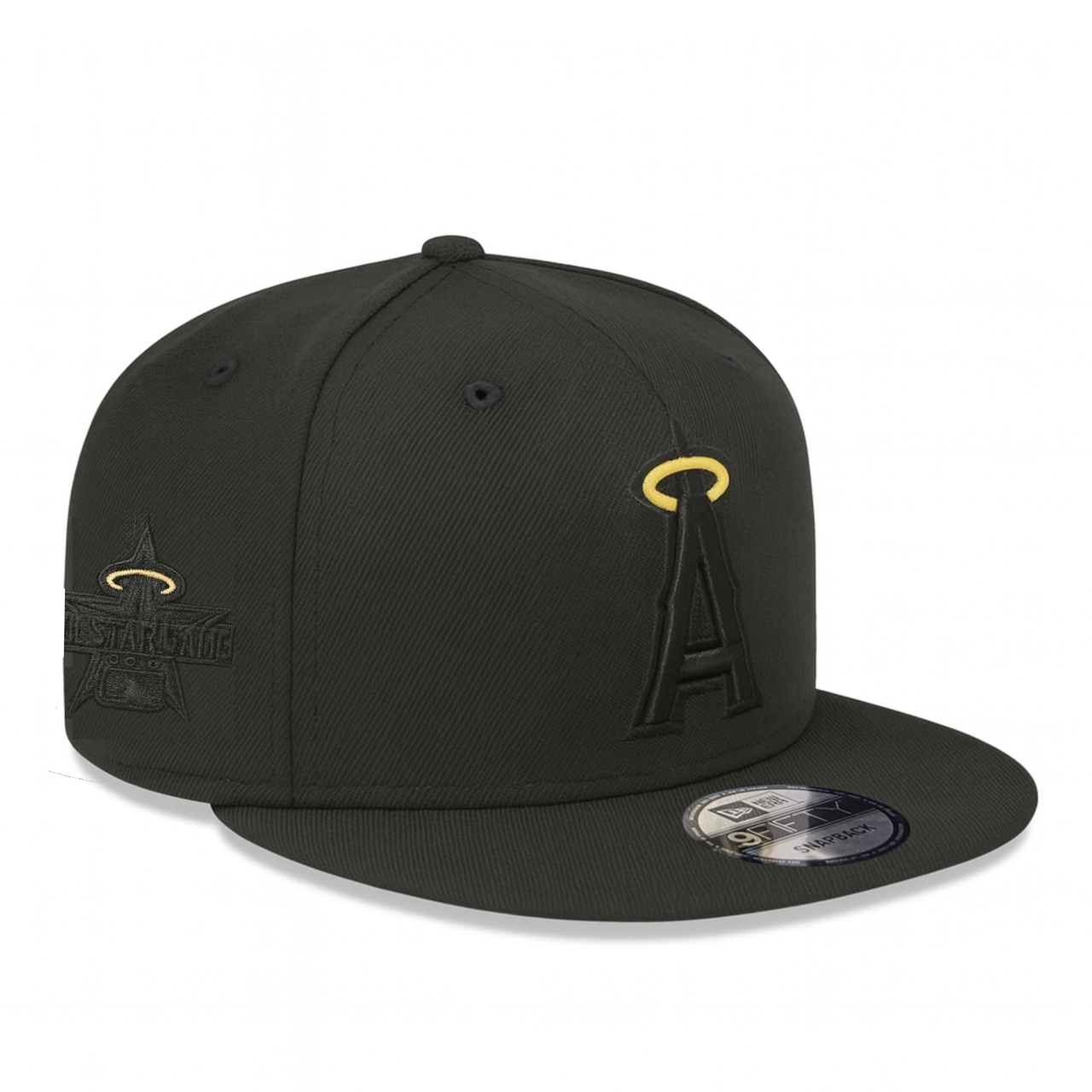 New Era Los Angeles Anaheim Angels Black Out Gold Halo 9FIFTY Snapback Hat