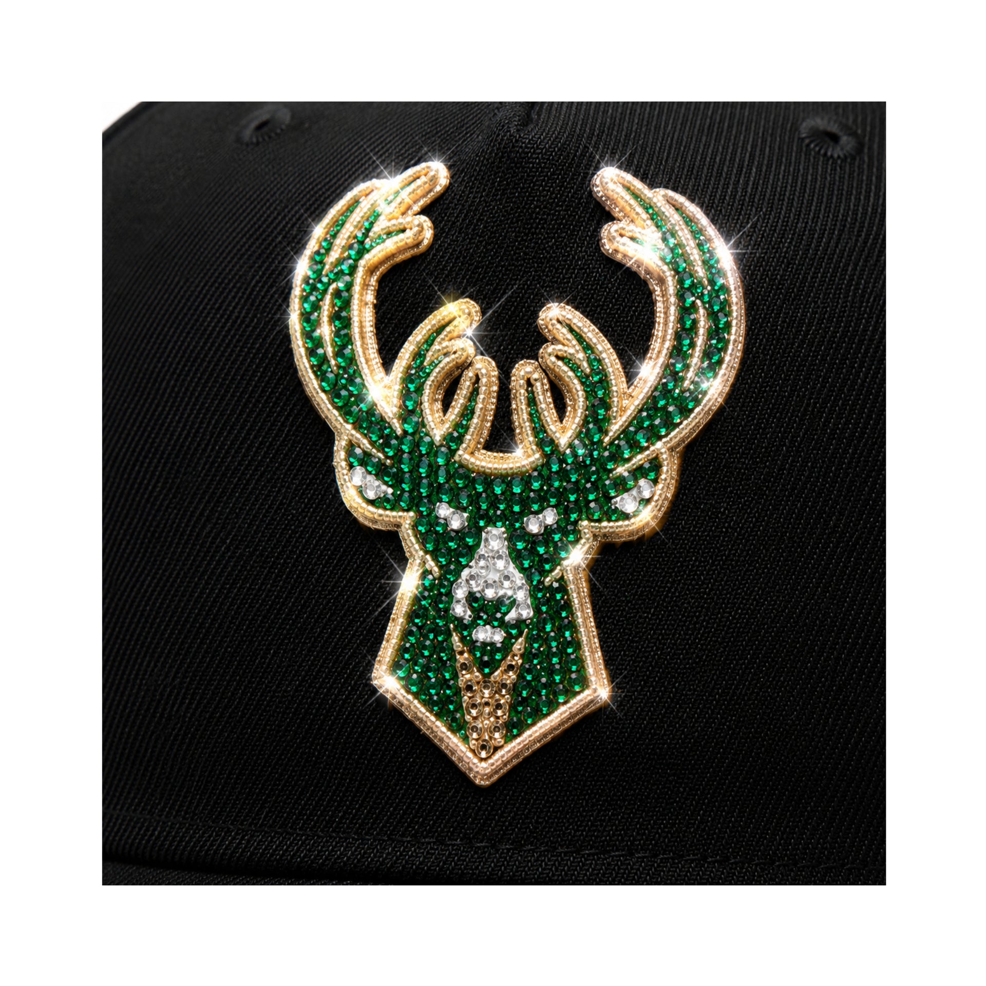 Green and gold emblem on a black background