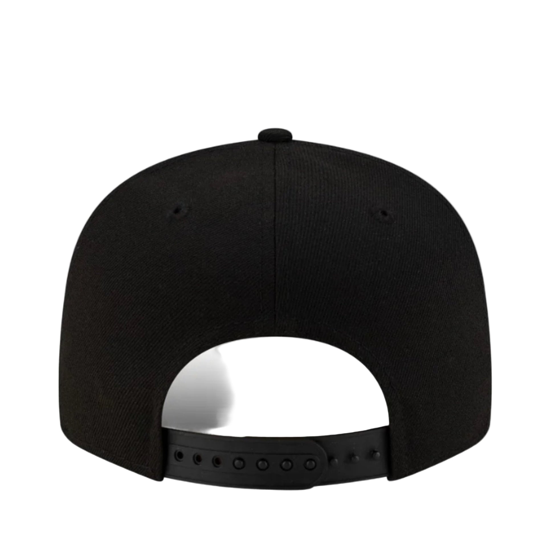 Back of New Era Los Angeles California Angels Black White 9FIFTY Snapback Hat