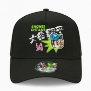 front view of Los Angeles Dodgers Ohtani Black 9FORTY A-Frame Snapback