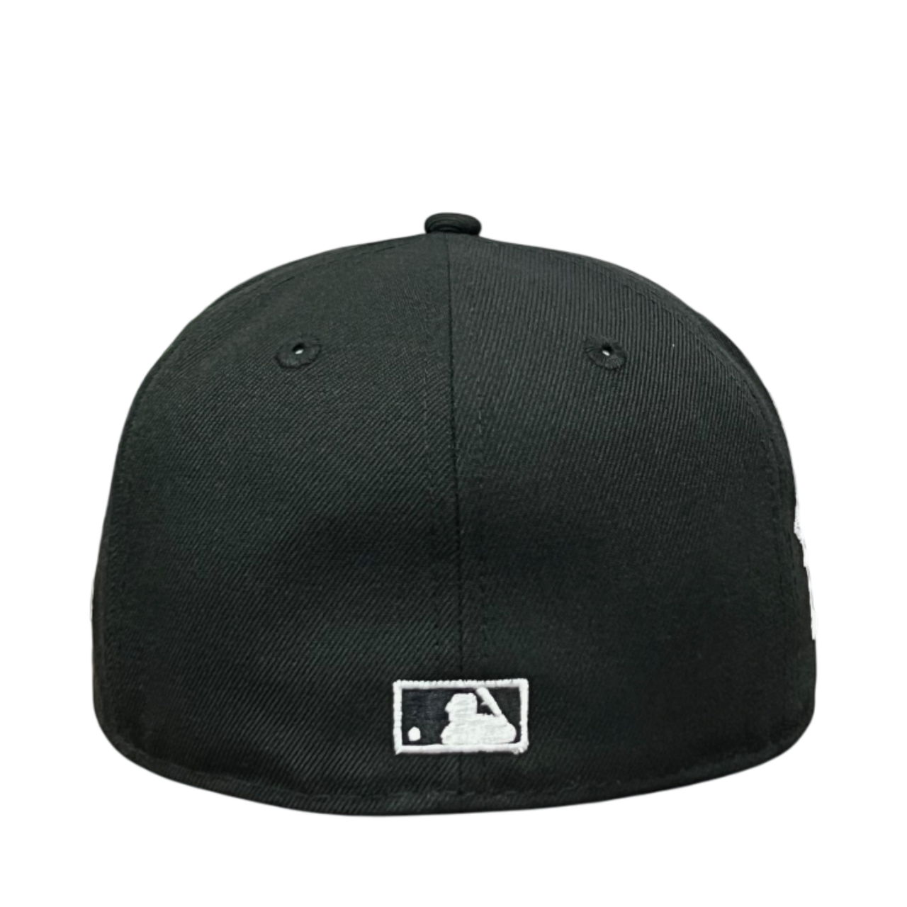 back of Oakland Athletics A's Black White Outline 59FIFTY Fitted Hat