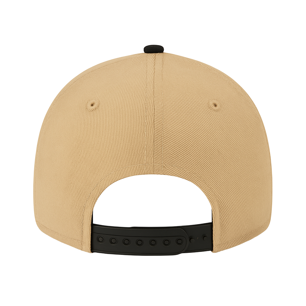 Back of New Era Los Angeles Dodgers Khaki Black 2 Tone 9FORTY A-Frame Snapback