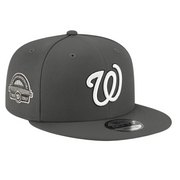 Graphite gray Washington Nationals New Era 9FIFTY snapback cap featuring a white embroidered "W" logo on the front and a commemorative RFK Stadium side patch, displayed on a white background.