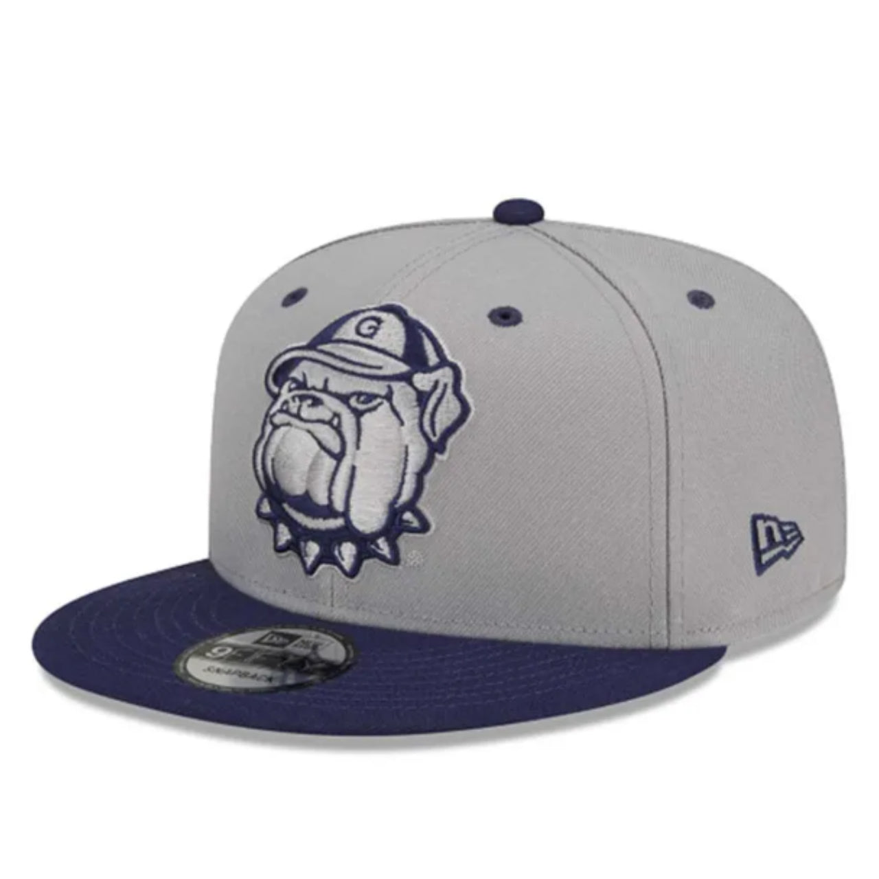 NewEra Georgetown Hoyas Bulldogs Football 9FIFTY Grey/Navy Snapback Cap.