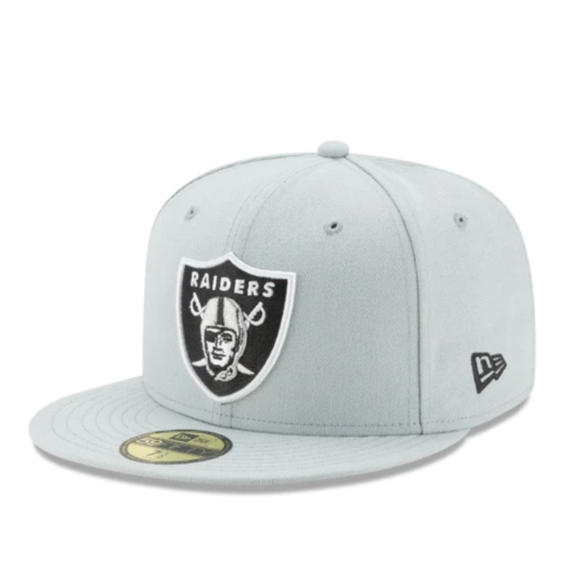 New Era NFL Las Vegas Raiders Snow Grey Black Logo 59Fifty Fitted Hat