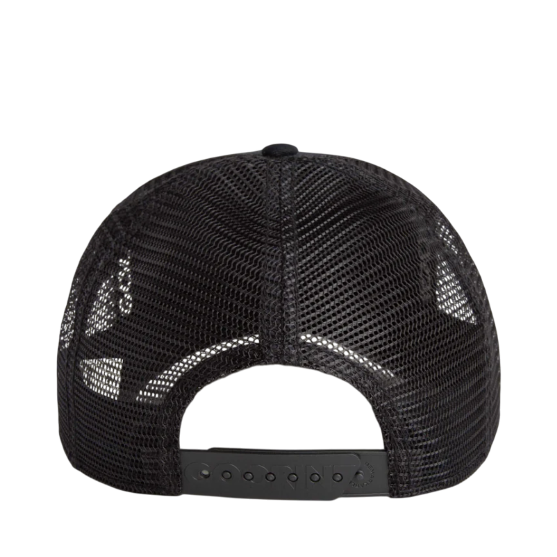 Back of Goorin Bros Frenchie Frenchie Black White Trucker Mesh Snapback