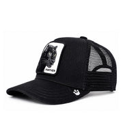 Goorin Bros The Panther Trucker Mesh Snapback Black front left angle view
