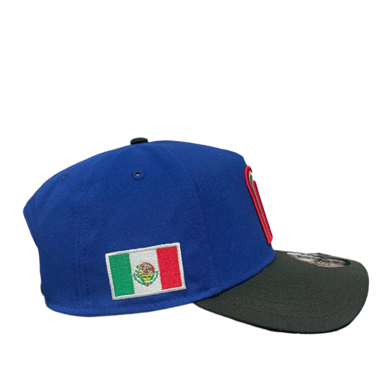 Side of New Era Mexico Royal Blue/Black Two Tone 9FORTY A-Frame Snapback