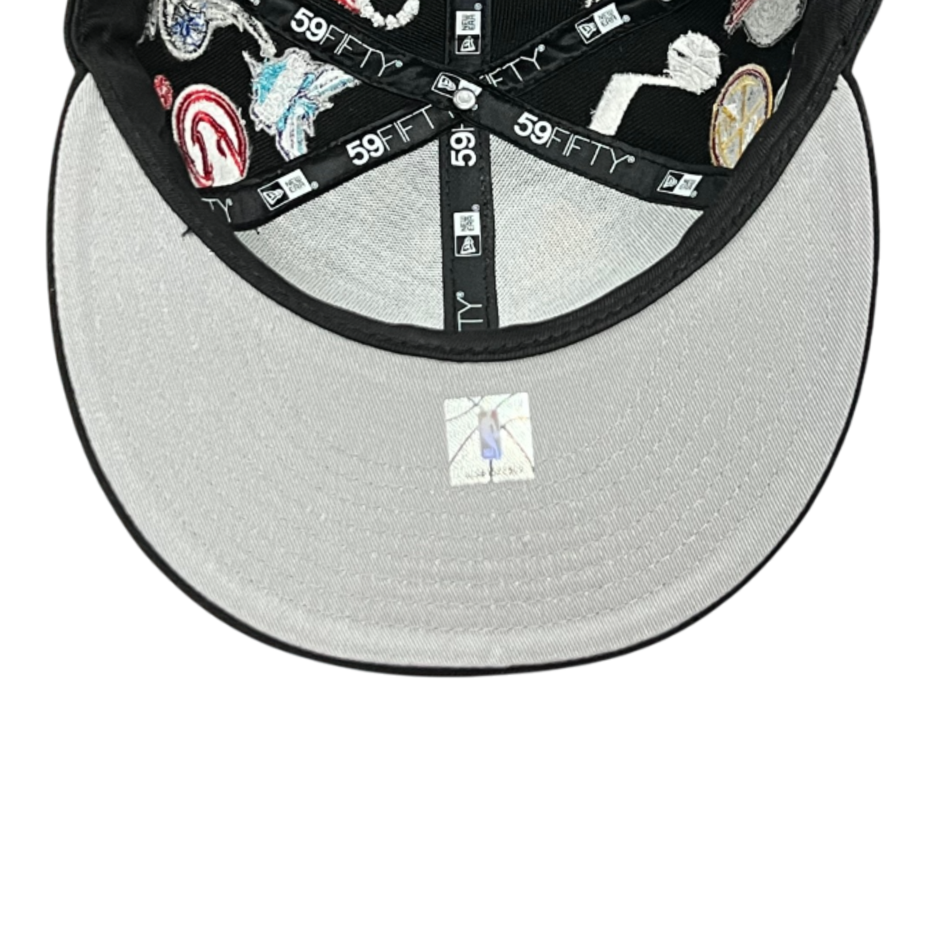 gray under visor of NBA ASG ALL OVER TEAMS PATCHES 59FIFTY New Era Fitted Hat