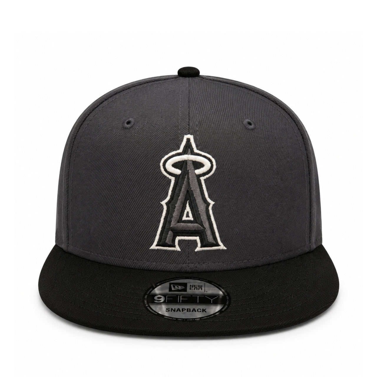 New Era Los Angeles Anaheim Angels Graphite Black 9FIFTY Snapback Hat front view