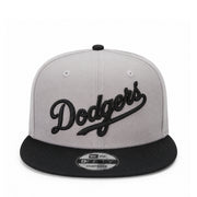 New Era Los Angeles Dodgers Script Gray/Black 9FIFTY Snapback Hat front view