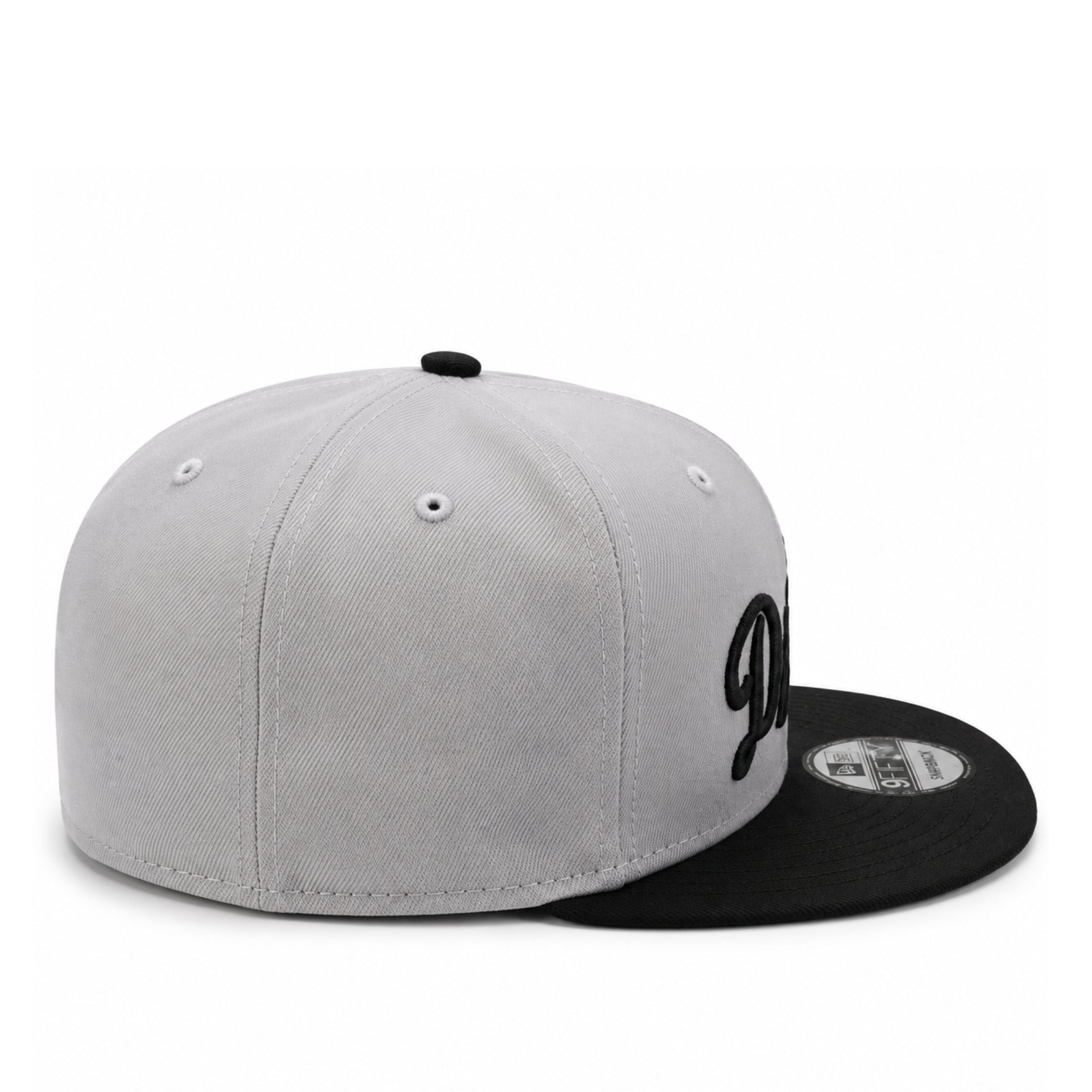 New Era Los Angeles Dodgers Script Gray/Black 9FIFTY Snapback Hat right side view