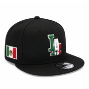 New Era Los Angeles Dodgers Mexico Flag Black 9FIFTY Snapback front angle view