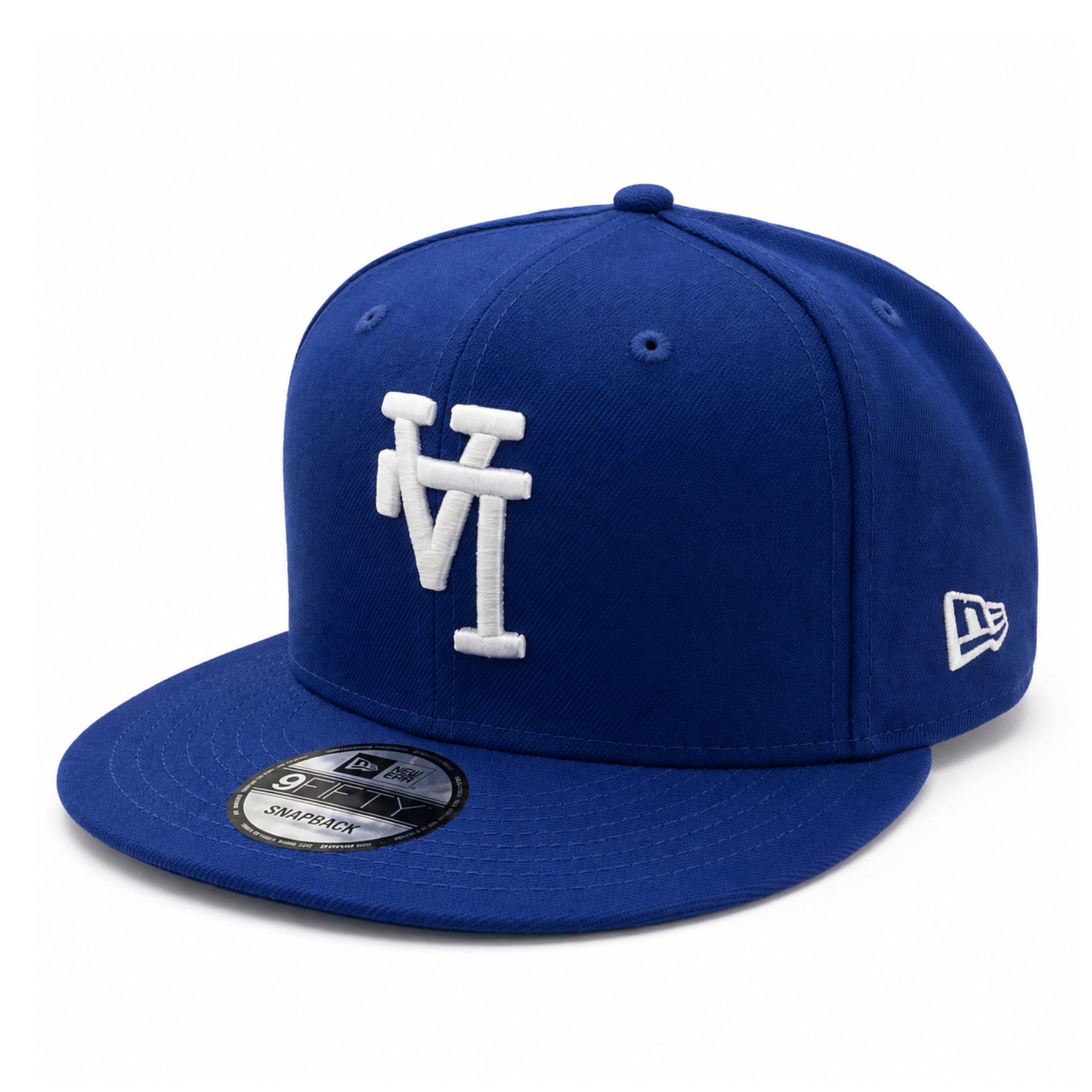 New Era Los Angeles Dodgers Upside Down Royal Blue 9FIFTY Snapback Hat front angle view