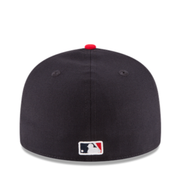 Back View of New Era MLB Atlanta Braves Navy Red 2 Tone World Series 1995 Side Patch 59Fifty Fitted Hat
