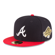 New Era MLB Atlanta Braves Navy Red 2 Tone World Series 1995 Side Patch 59Fifty Fitted Hat
