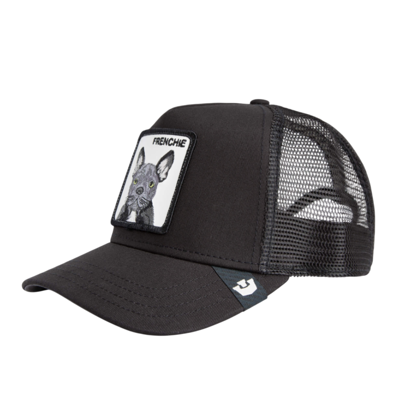 Side View of Goorin Bros Frenchie Frenchie Black White Trucker Mesh Snapback