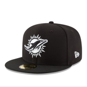 NFL Miami Dolphins Black/White 59FIFTY Fitted Men's Hat