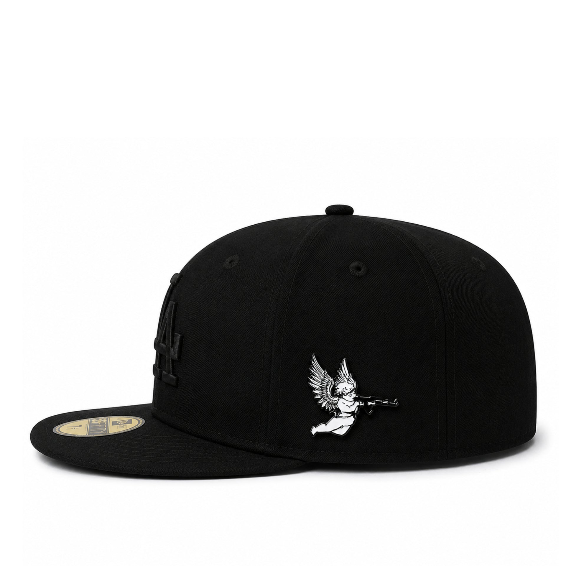 Angel Shooter Hat Pin on hat view