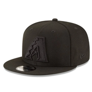 New Era Arizona Diamondbacks Black on Black 9FIFTY Snapback Hat front left angle view