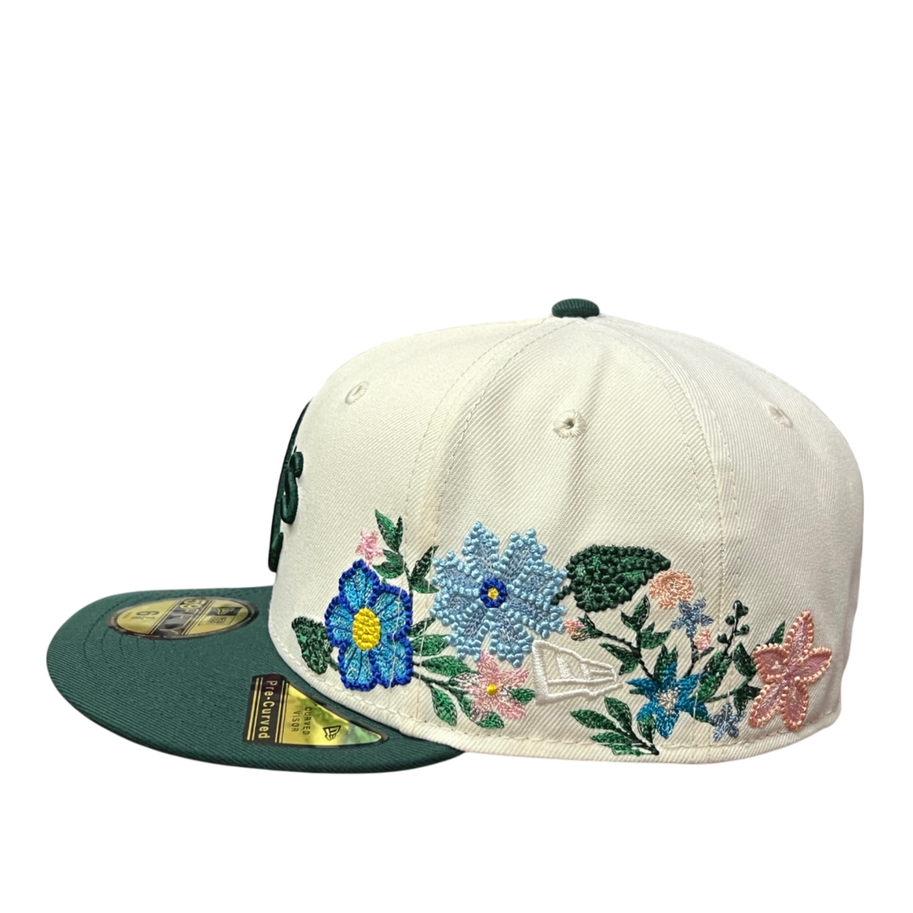 side of Oakland Athletics Tonal Florals Chrome Green 59FIFTY Fitted Hat