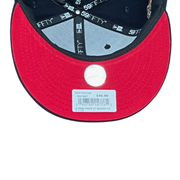 red bottom of Atlanta Braves Multi Logo ASG G1 Navy 59FIFTY Fitted Hat
