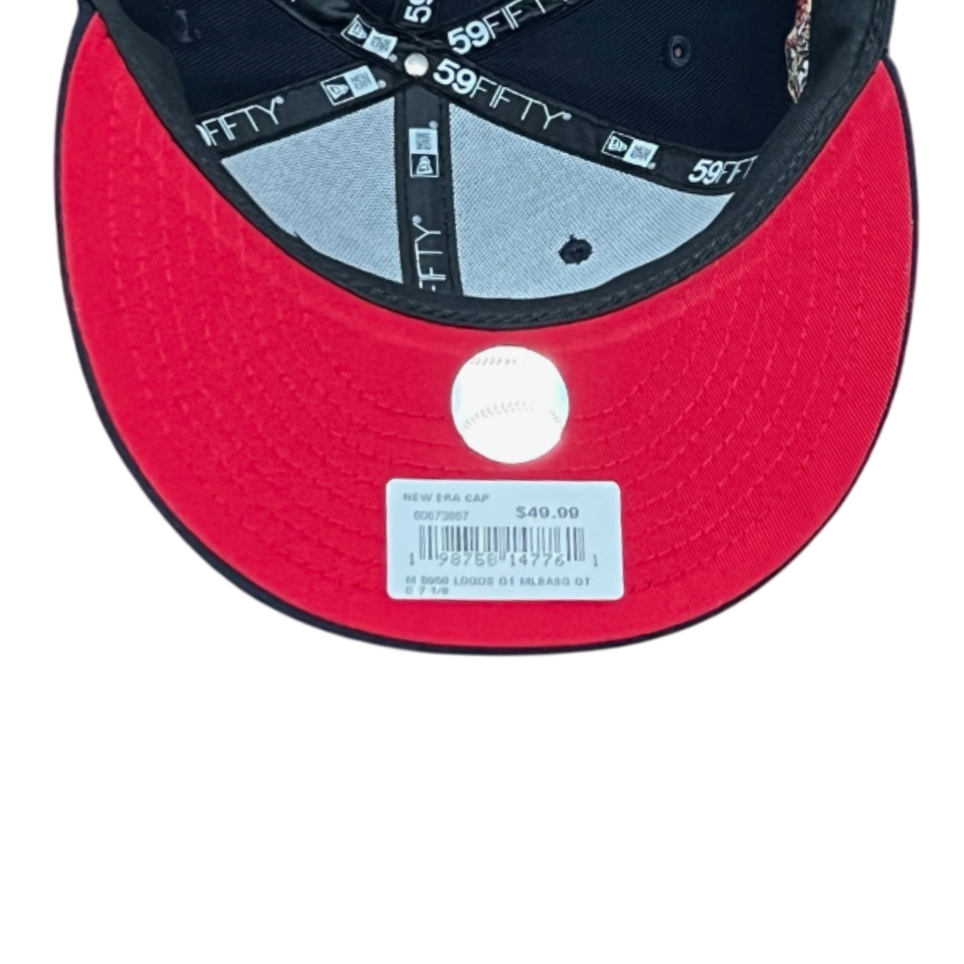 red bottom of Atlanta Braves Multi Logo ASG G1 Navy 59FIFTY Fitted Hat