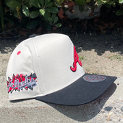 Mitchell & Ness Brand Atlanta Braves 5panel Off White and Black 2 Tone Side of Hat