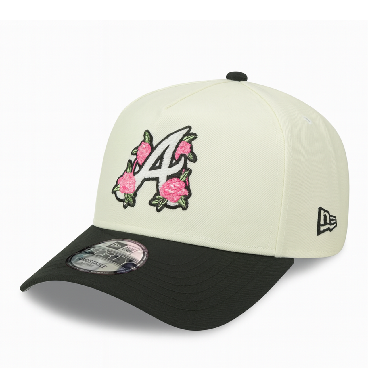 New Era Atlanta Braves Roses Chrome Black Pink A-Frame 9FORTY Snapback Hat