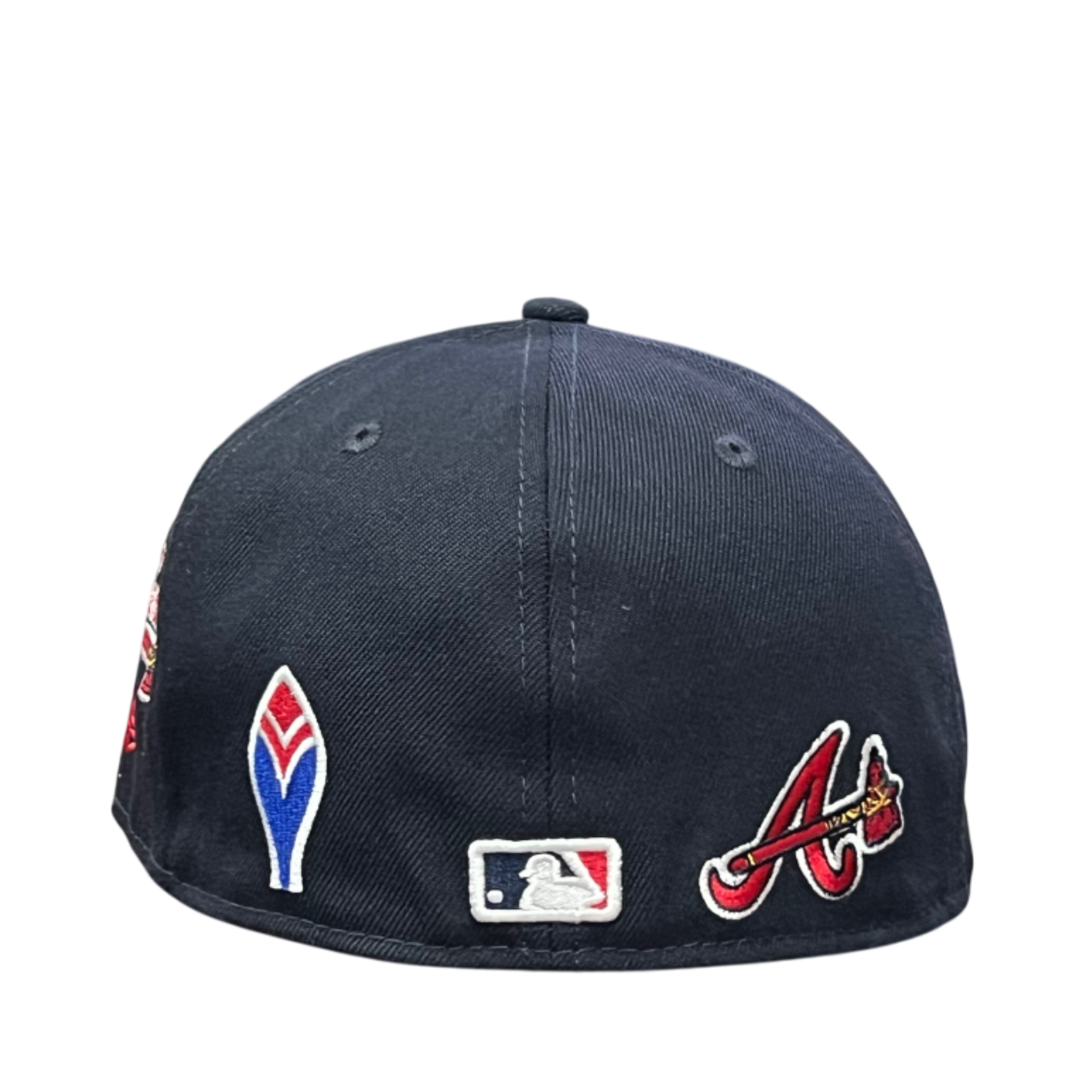 back of Atlanta Braves Multi Logo ASG G1 Navy 59FIFTY Fitted Hat