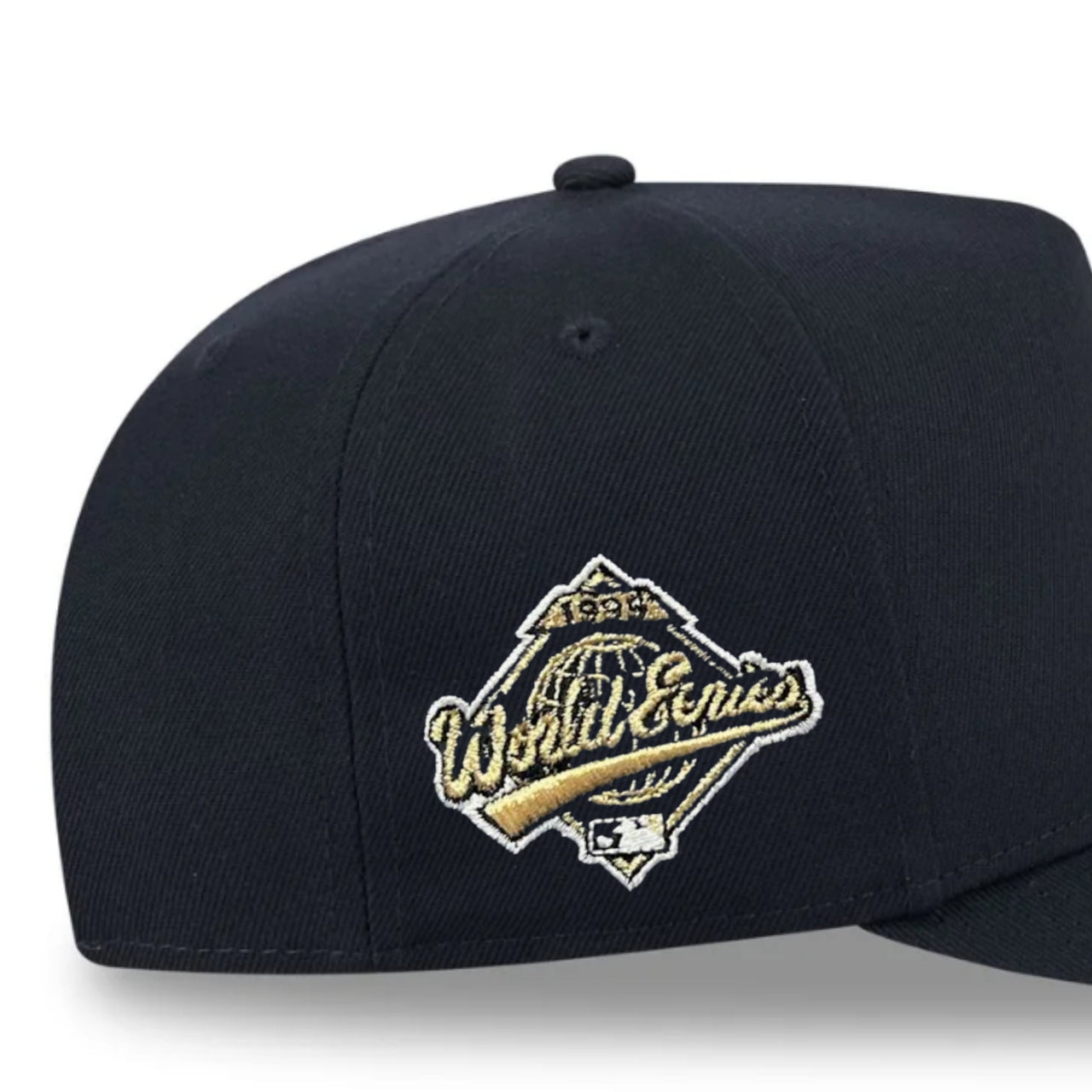 side patch of New Era Atlanta Braves World Series 99 Navy 9FIFTY A-Frame Snapback Hat