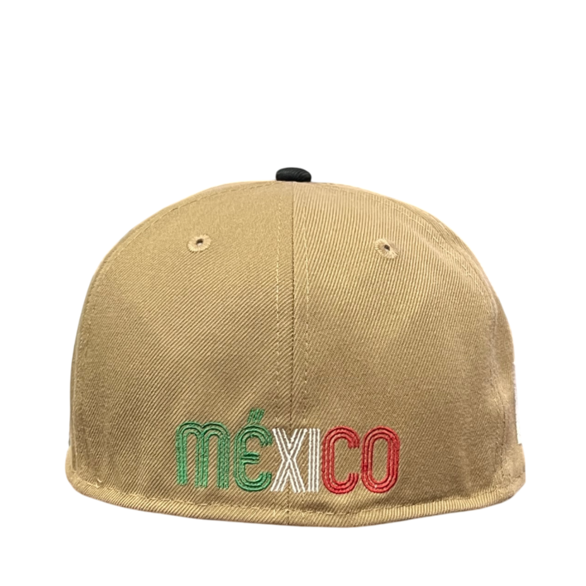 back of Mexico Baseball Flag Khaki Black 59FIFTY Fitted Hat