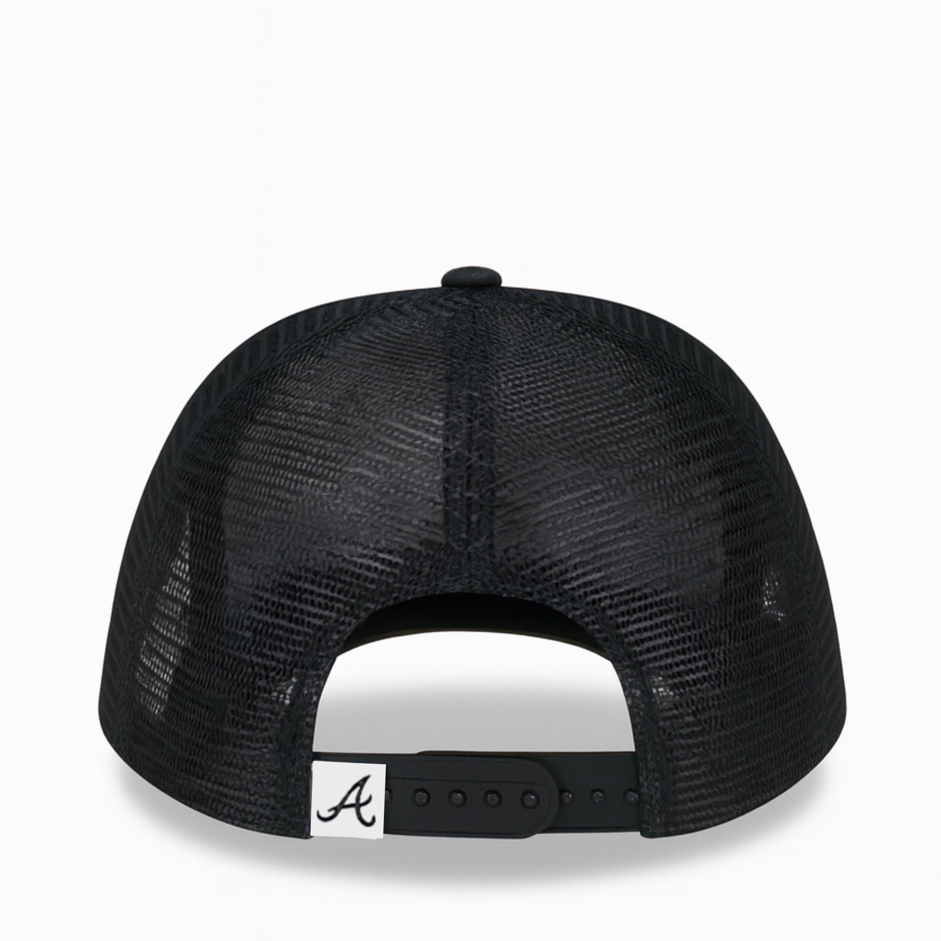 back of New Era Atlanta Braves Black Trucker 9FIFTY Snapback Hat