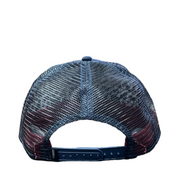 back side of goorin bros the bullish bull navy trucker snapback hat