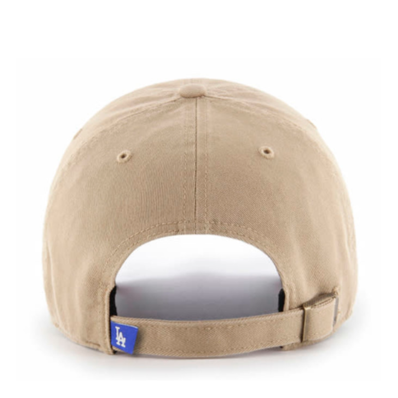 Back of 47 Brand Los Angeles Dodgers Khaki Clean Up Adjustable Strap Hat