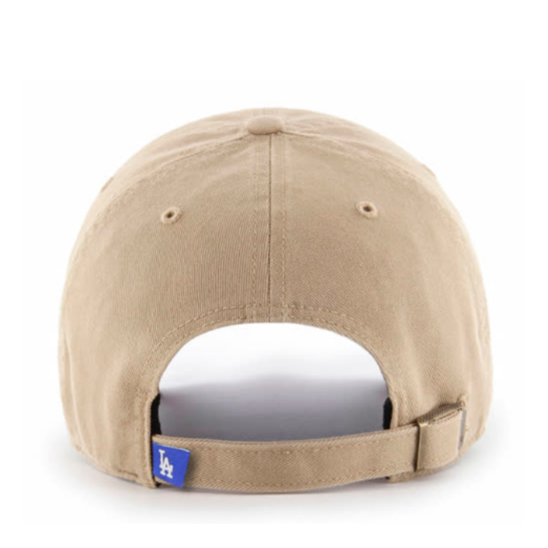 Back of 47 Brand Los Angeles Dodgers Khaki Clean Up Adjustable Strap Hat