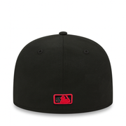 back of New Era New York Yankees Black Scarlet 59FIFTY Fitted Hat