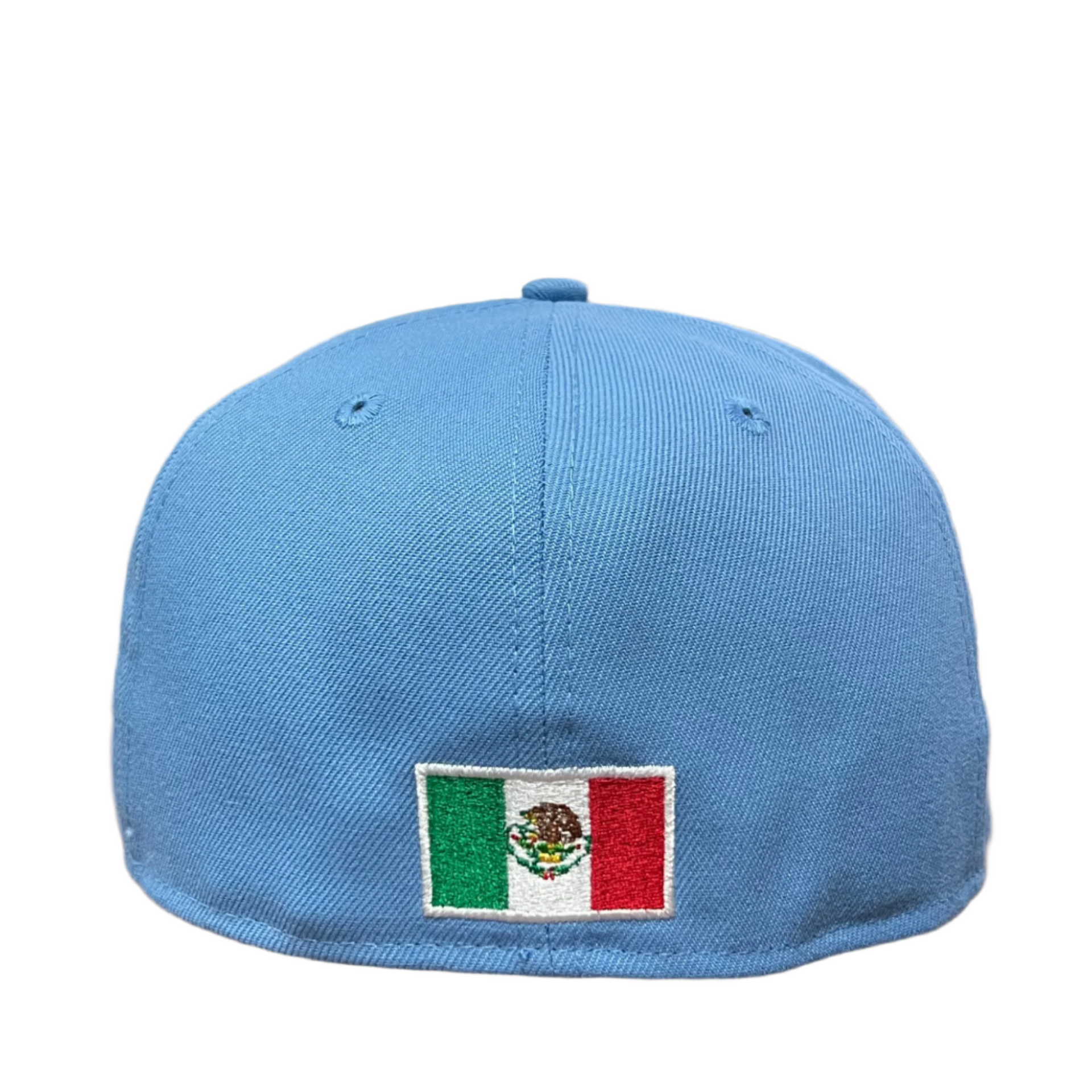 back of New Era Mexico Baseball Sky Blue 59FIFTY Fitted Hat