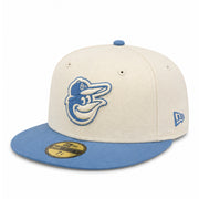 New Era Baltimore Orioles Stone/Light Blue 59FIFTY Fitted Hat front left angle view