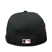 back of Los Angeles Anaheim Angels Black Red 59FIFTY Fitted Hat