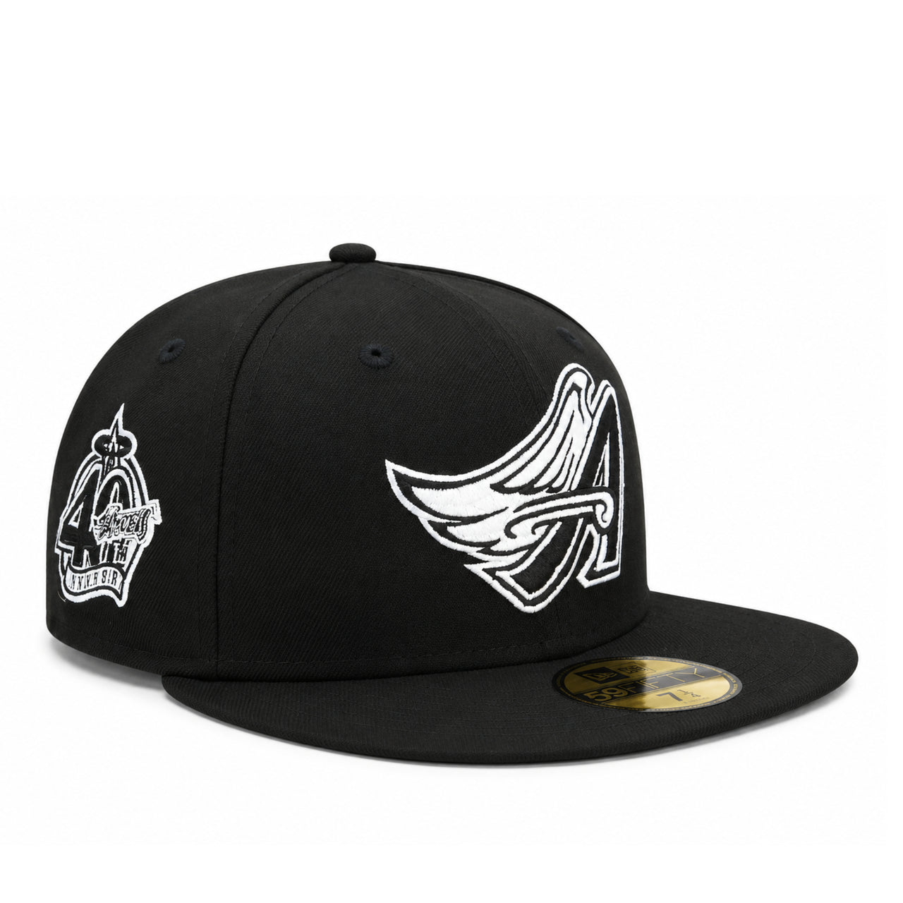 New Era Los Angeles Anaheim Angels Cooperstown 40th Black White 59FIFTY Fitted Hat front right view