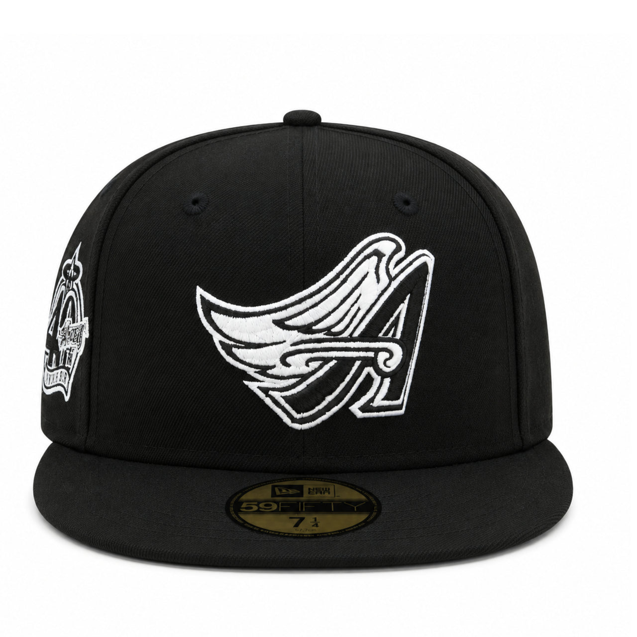 New Era Los Angeles Anaheim Angels Cooperstown 40th Black White 59FIFTY Fitted Hat front view