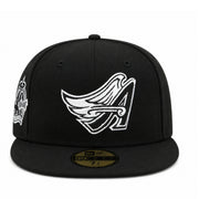 New Era Los Angeles Anaheim Angels Cooperstown 40th Black White 59FIFTY Fitted Hat front view