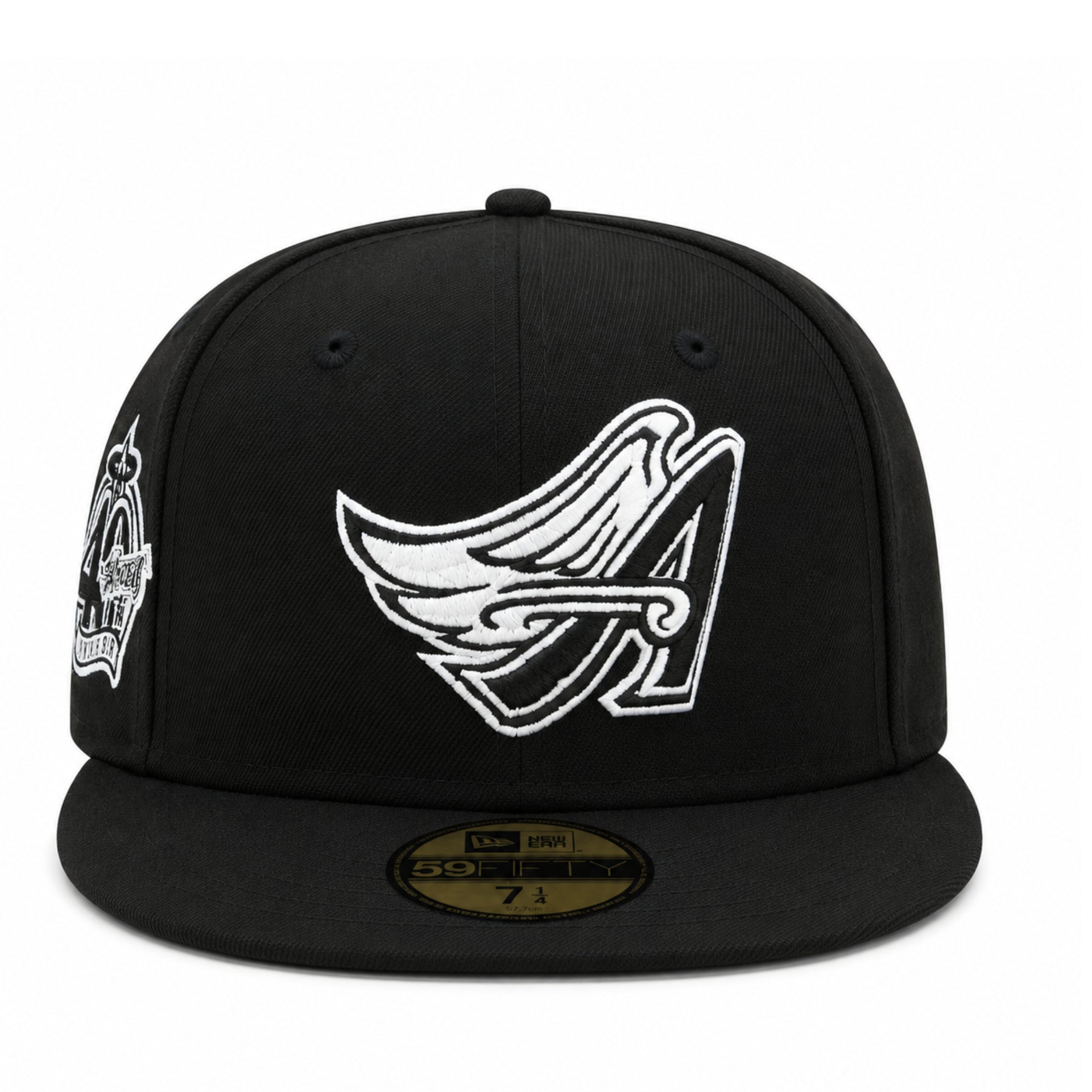 New Era Los Angeles Anaheim Angels Cooperstown 40th Black White 59FIFTY Fitted Hat front view