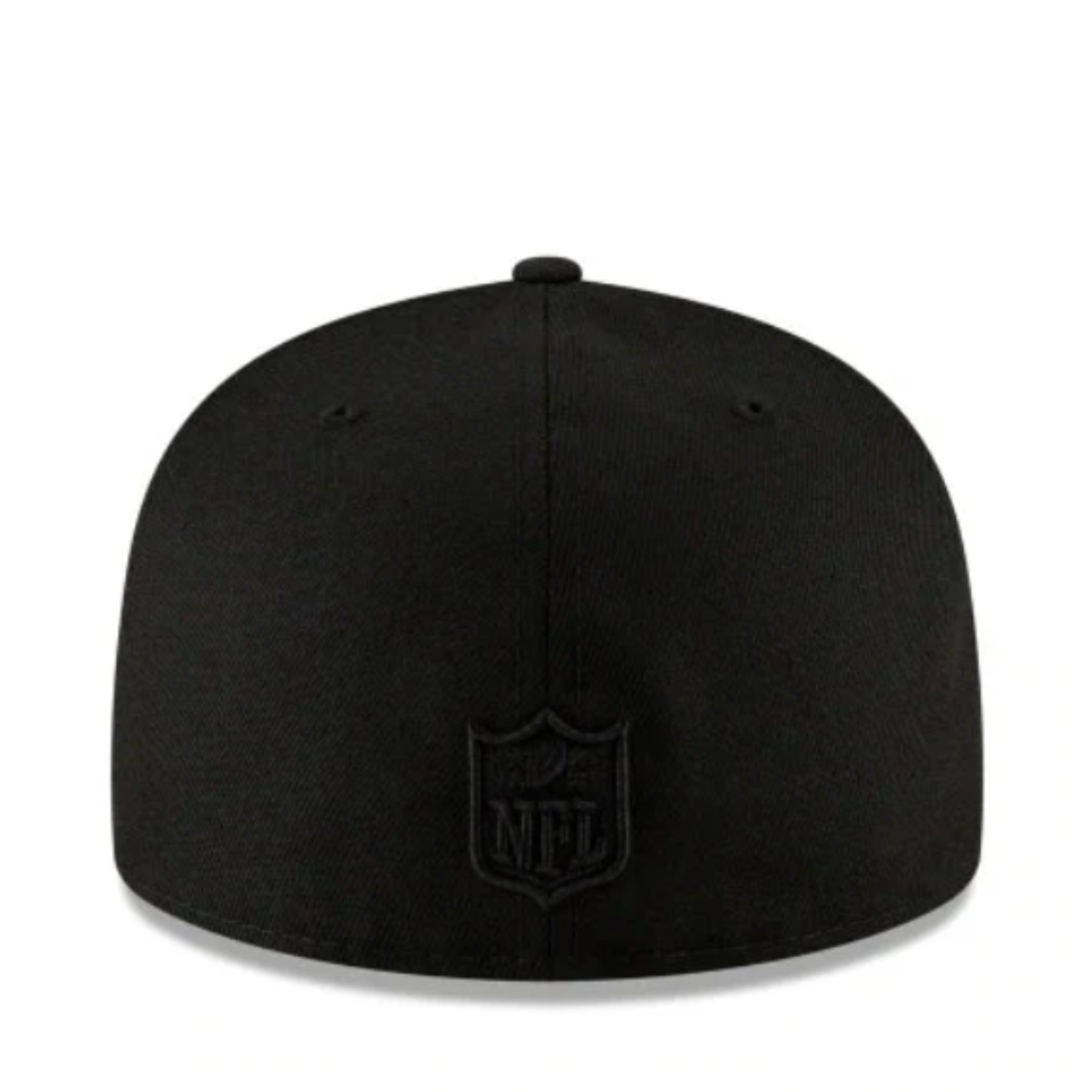 back of New Era NFL Los Angeles Rams Black on Black 59FIFTY Fitted Cap