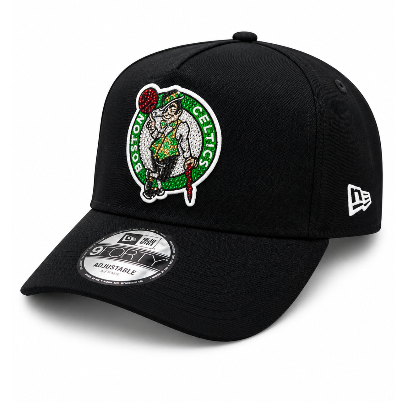 New Era Boston Celtics Rhinestone 9FORTY A-Frame Snapback Hat angle view